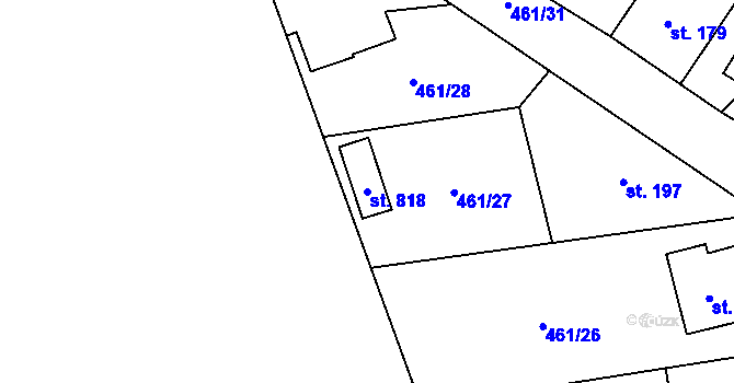 Parcela st. 818 v KÚ Třebotov, Katastrální mapa