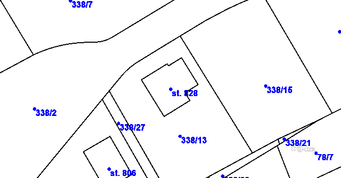 Parcela st. 828 v KÚ Třebotov, Katastrální mapa