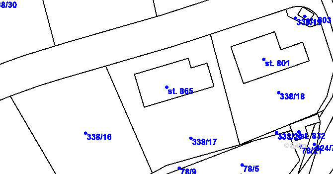 Parcela st. 865 v KÚ Třebotov, Katastrální mapa