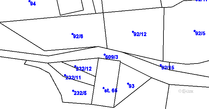 Parcela st. 609/3 v KÚ Třebotov, Katastrální mapa