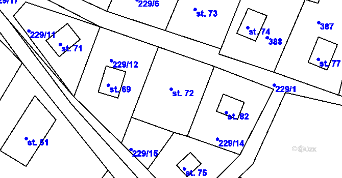 Parcela st. 72 v KÚ Luhov u Toužimi, Katastrální mapa