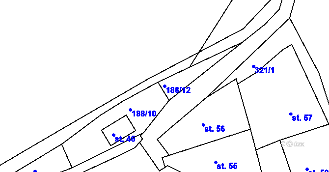 Parcela st. 188/12 v KÚ Luhov u Toužimi, Katastrální mapa