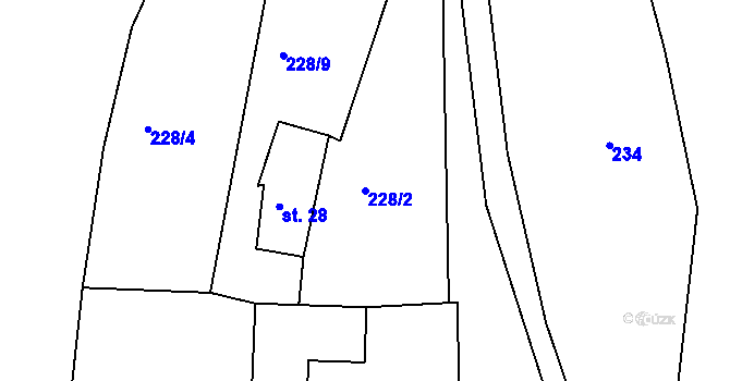 Parcela st. 228/2 v KÚ Luhov u Toužimi, Katastrální mapa