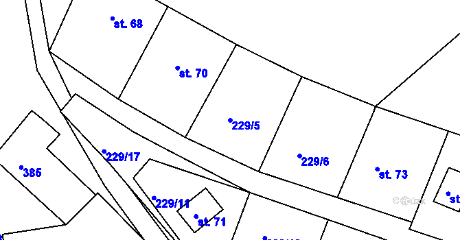 Parcela st. 229/5 v KÚ Luhov u Toužimi, Katastrální mapa