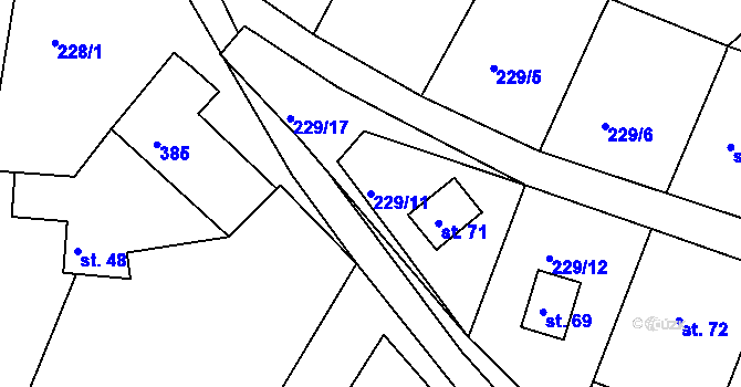 Parcela st. 229/11 v KÚ Luhov u Toužimi, Katastrální mapa