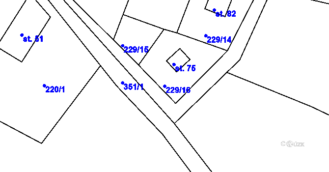 Parcela st. 229/16 v KÚ Luhov u Toužimi, Katastrální mapa