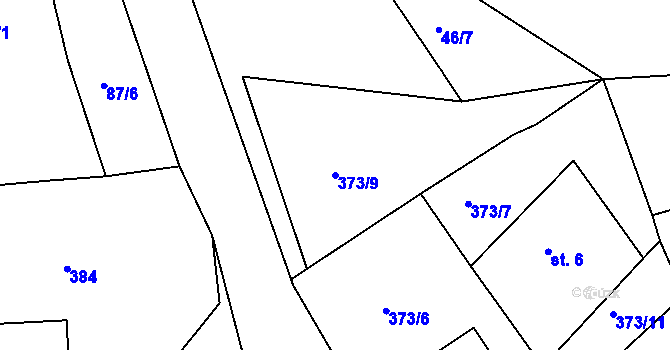 Parcela st. 373/9 v KÚ Luhov u Toužimi, Katastrální mapa