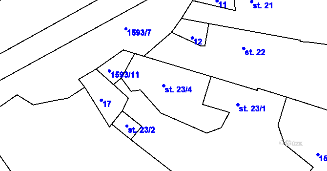 Parcela st. 23/4 v KÚ Políkno u Toužimi, Katastrální mapa