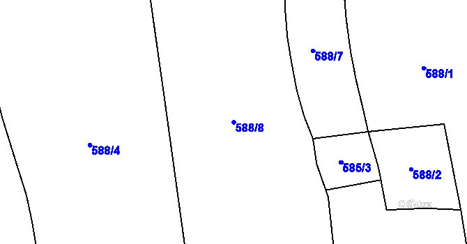 Parcela st. 588/8 v KÚ Políkno u Toužimi, Katastrální mapa