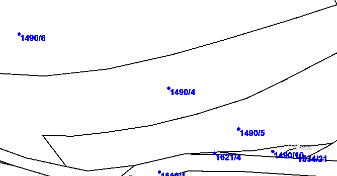 Parcela st. 1490/4 v KÚ Políkno u Toužimi, Katastrální mapa