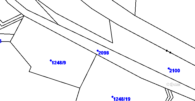 Parcela st. 2098 v KÚ Třebouň, Katastrální mapa