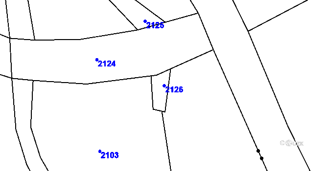 Parcela st. 2126 v KÚ Třebouň, Katastrální mapa