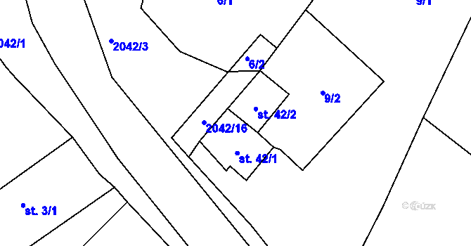 Parcela st. 42 v KÚ Třebouň, Katastrální mapa