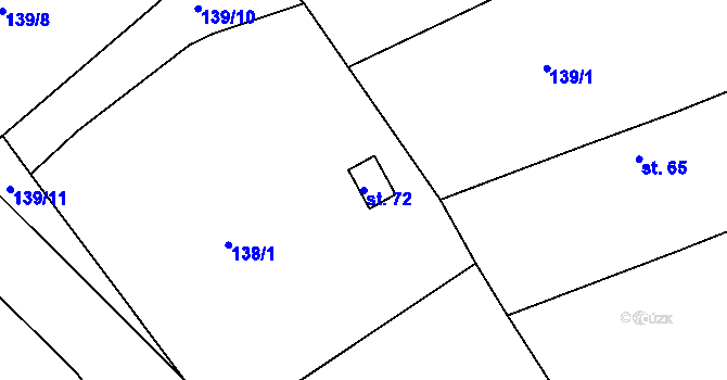 Parcela st. 72 v KÚ Třebouň, Katastrální mapa
