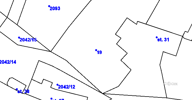 Parcela st. 19 v KÚ Třebouň, Katastrální mapa