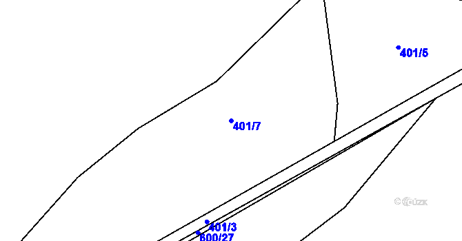 Parcela st. 401/7 v KÚ Třebouň, Katastrální mapa