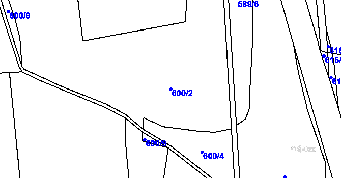 Parcela st. 600/2 v KÚ Třebouň, Katastrální mapa