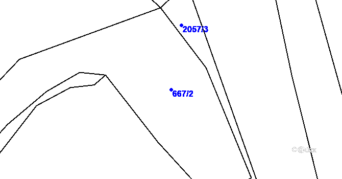 Parcela st. 667/2 v KÚ Třebouň, Katastrální mapa