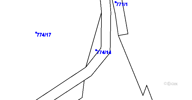 Parcela st. 774/14 v KÚ Třebouň, Katastrální mapa