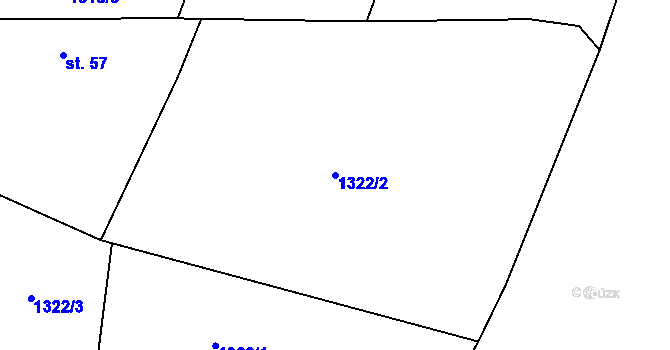 Parcela st. 1322/2 v KÚ Třebouň, Katastrální mapa