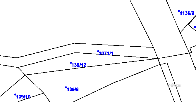 Parcela st. 2071/1 v KÚ Třebouň, Katastrální mapa