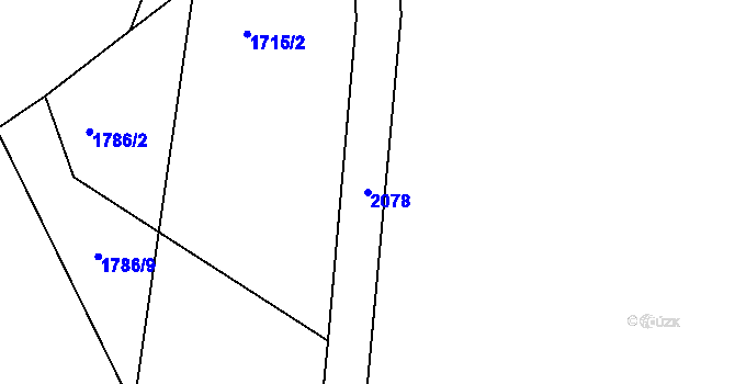 Parcela st. 2078 v KÚ Třebouň, Katastrální mapa