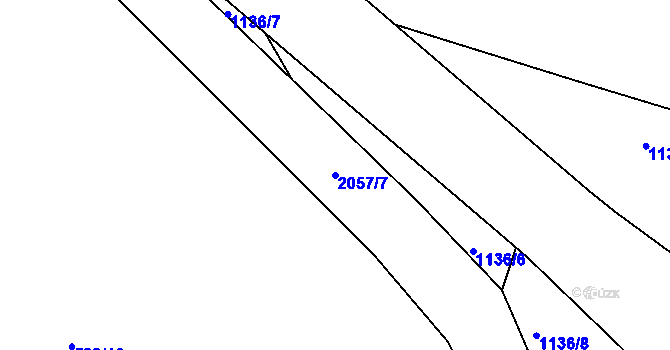 Parcela st. 2057/7 v KÚ Třebouň, Katastrální mapa
