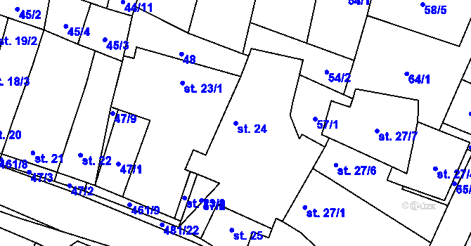 Parcela st. 24 v KÚ Třeboutice, Katastrální mapa