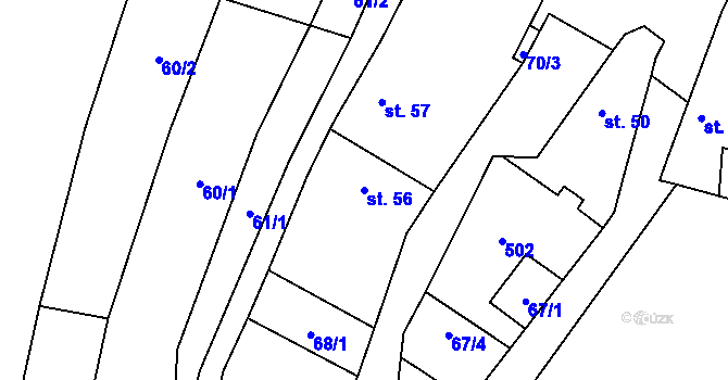 Parcela st. 56 v KÚ Třeboutice, Katastrální mapa
