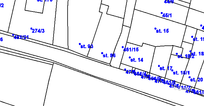 Parcela st. 86 v KÚ Třeboutice, Katastrální mapa