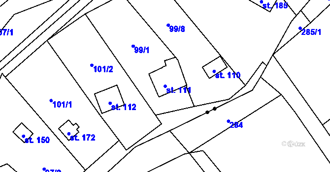 Parcela st. 111 v KÚ Třeboutice, Katastrální mapa