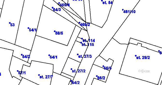 Parcela st. 115 v KÚ Třeboutice, Katastrální mapa