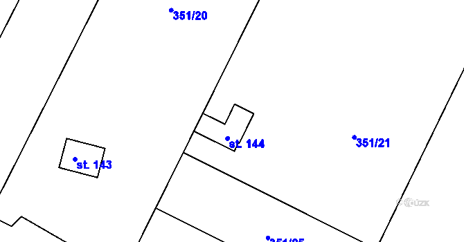 Parcela st. 144 v KÚ Třeboutice, Katastrální mapa