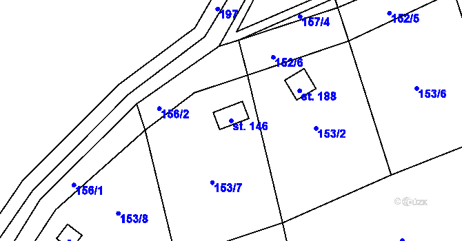 Parcela st. 146 v KÚ Třeboutice, Katastrální mapa