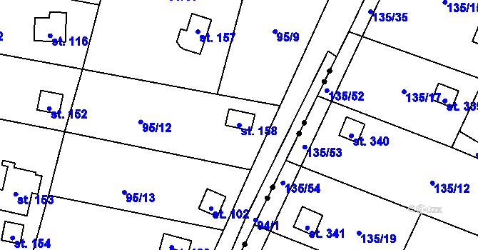 Parcela st. 158 v KÚ Třeboutice, Katastrální mapa