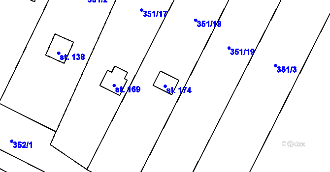 Parcela st. 174 v KÚ Třeboutice, Katastrální mapa
