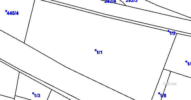 Parcela st. 1/1 v KÚ Třeboutice, Katastrální mapa