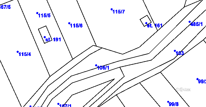 Parcela st. 105/1 v KÚ Třeboutice, Katastrální mapa