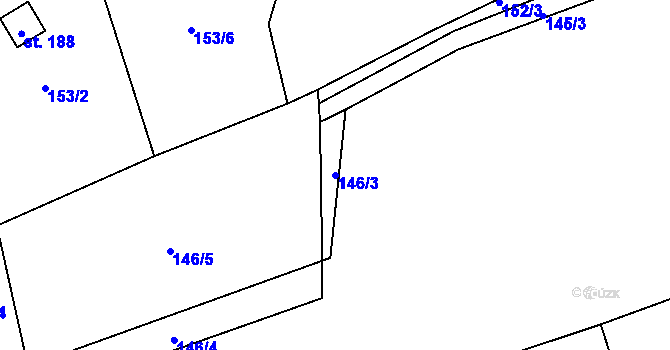 Parcela st. 146/3 v KÚ Třeboutice, Katastrální mapa