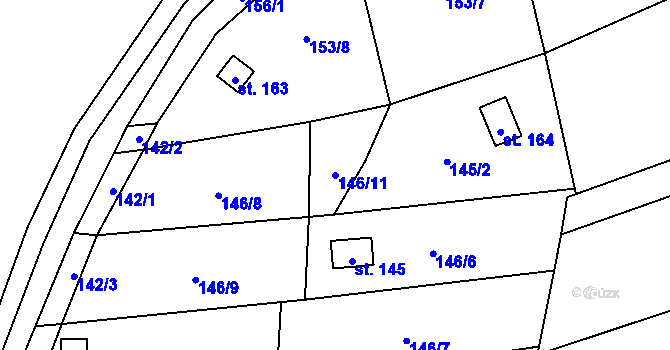 Parcela st. 146/11 v KÚ Třeboutice, Katastrální mapa