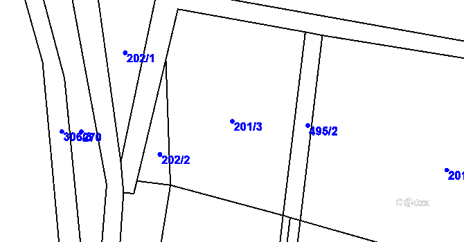 Parcela st. 201/3 v KÚ Třeboutice, Katastrální mapa