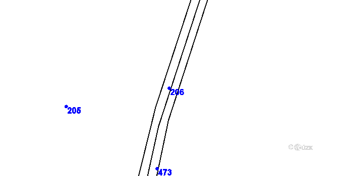Parcela st. 206 v KÚ Třeboutice, Katastrální mapa