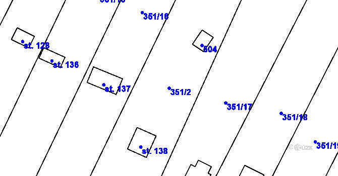 Parcela st. 351/2 v KÚ Třeboutice, Katastrální mapa