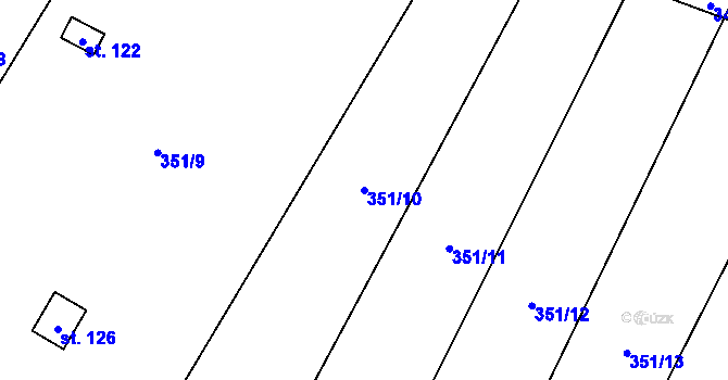 Parcela st. 351/10 v KÚ Třeboutice, Katastrální mapa