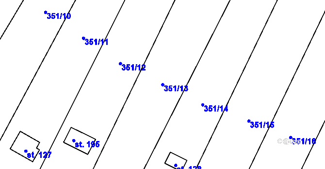 Parcela st. 351/13 v KÚ Třeboutice, Katastrální mapa