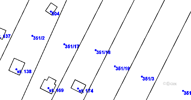 Parcela st. 351/18 v KÚ Třeboutice, Katastrální mapa