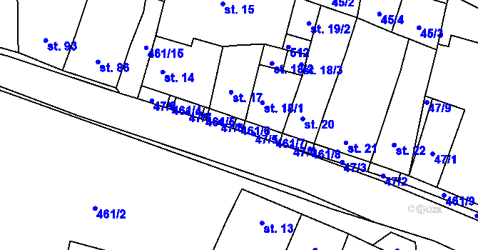 Parcela st. 461/6 v KÚ Třeboutice, Katastrální mapa
