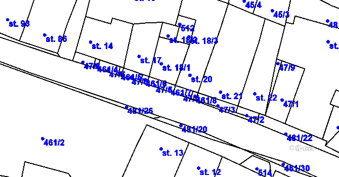 Parcela st. 461/7 v KÚ Třeboutice, Katastrální mapa