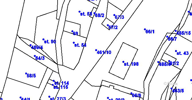 Parcela st. 461/10 v KÚ Třeboutice, Katastrální mapa