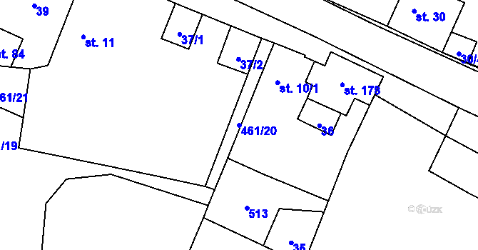 Parcela st. 461/20 v KÚ Třeboutice, Katastrální mapa